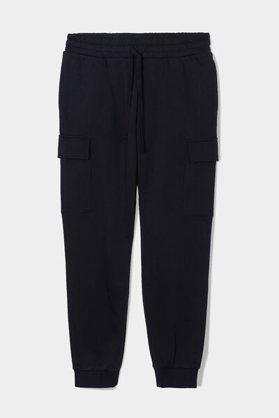 Pantalon jogging poches latérales noir homme