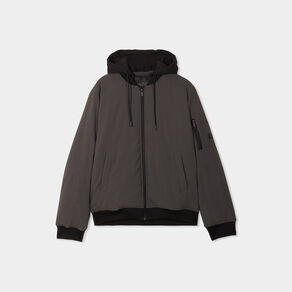 veste bomber droite a capuche amovible vert kaki homme Veste bomber droite à capuche amovible vert kaki homme