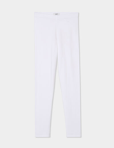 Legging long taille haute blanc femme