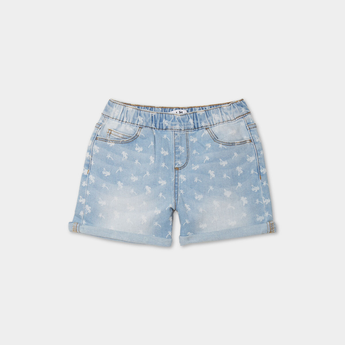 Short en jean taille élastiquée denim triple stone fille