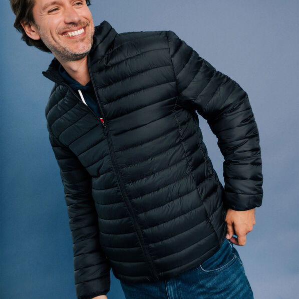 Doudoune droite légère col montant noir homme