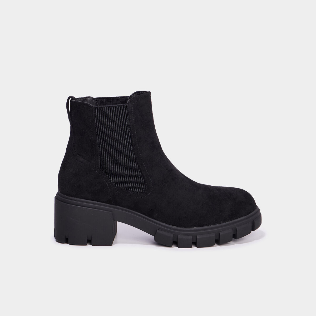 Bottines chelsea talons crant&eacute;s noir femme