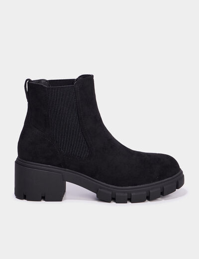 Bottines chelsea talons crantés noir femme