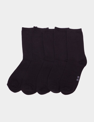 Lot 5 paires chaussettes coton noir mixte