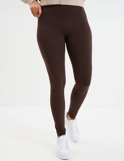 Legging long taille haute marron foncé femme