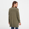 Gilet mi-long manches longues vert kaki femme