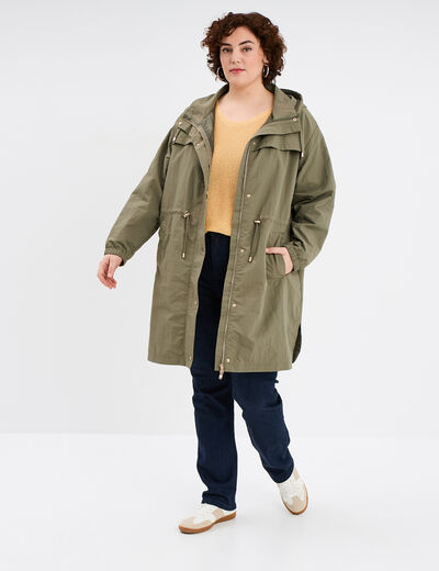 Parka à capuche vert kaki femme grande taille