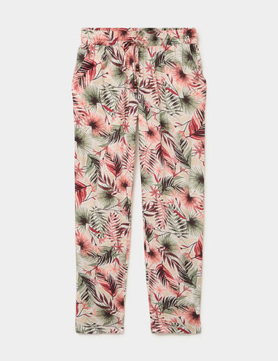 Pantalon cigarette fluide &agrave; ceinture vert kaki femme