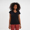 T-shirt col v poche poitrine Creeks noir femme