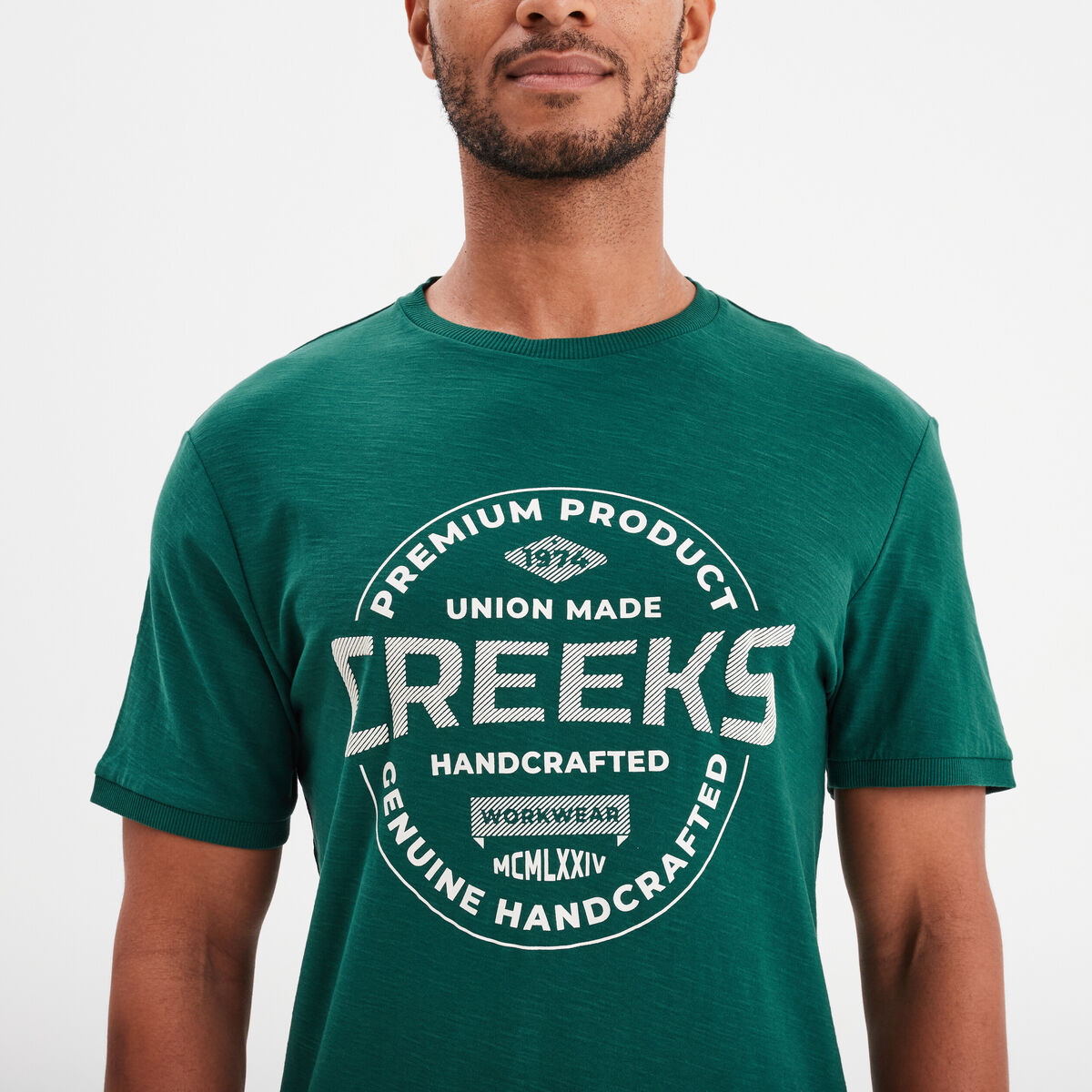 T-shirt manches courtes coton Creeks vert foncé homme