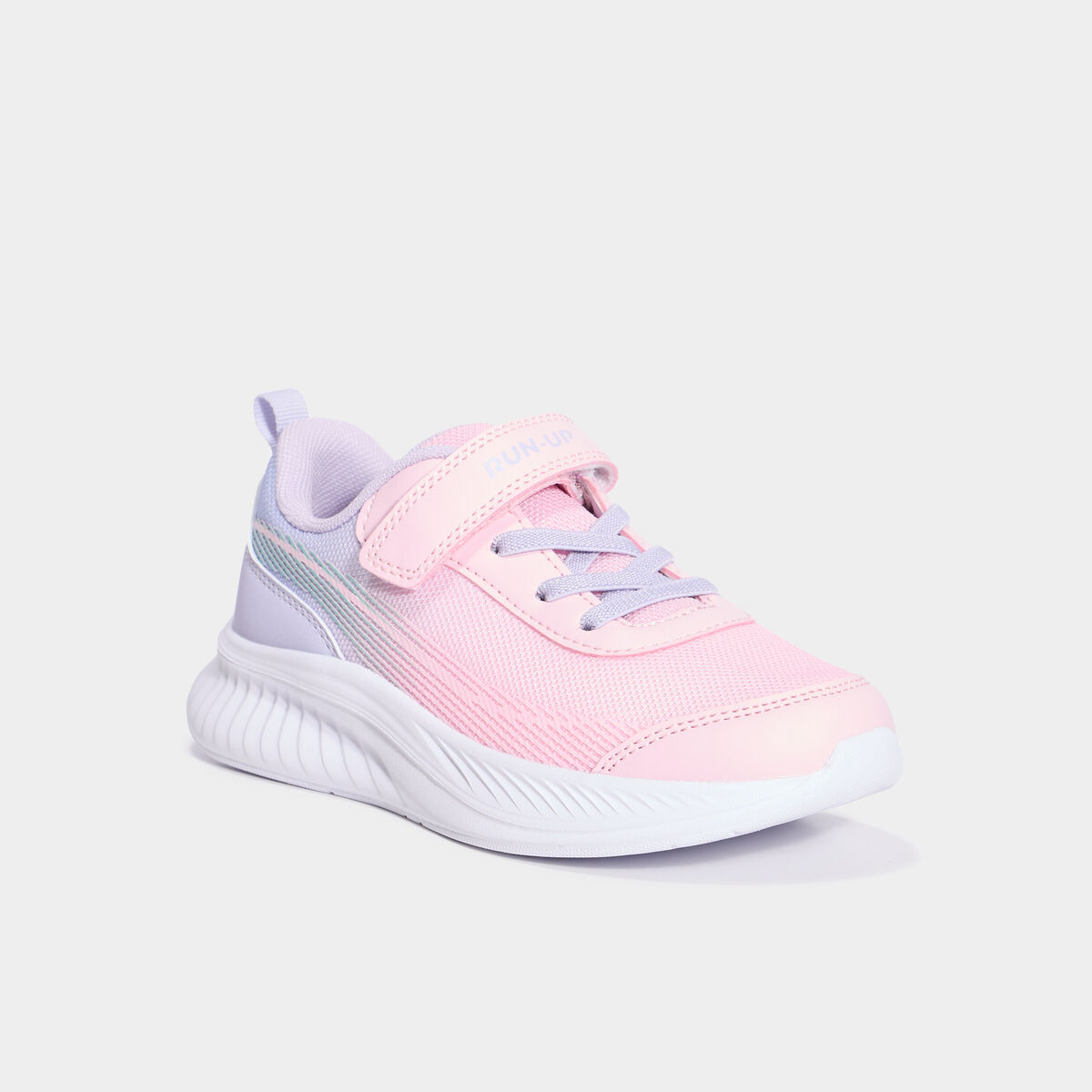 Baskets running à scratchs rose fille