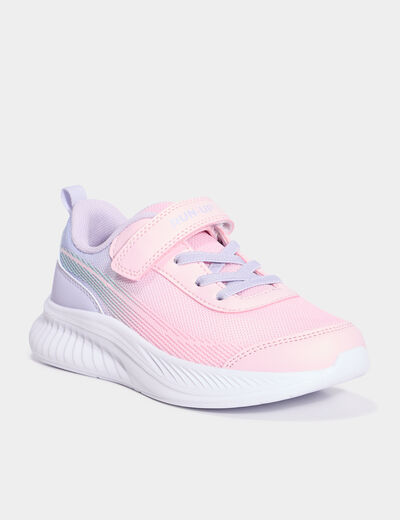 Baskets running à scratchs rose fille