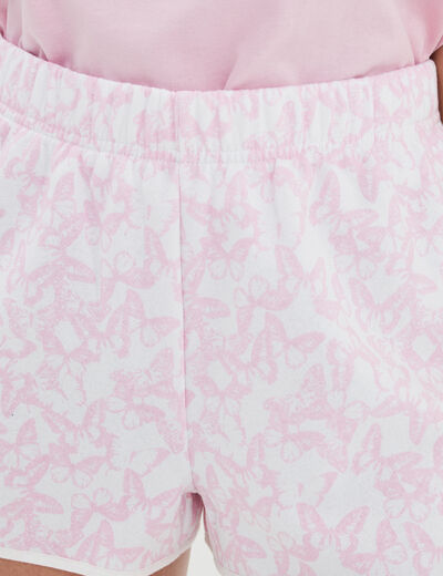 Short droit taille élastiquée blanc femme