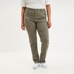Pantalon droit taille haute extensible vert kaki femme grande taille