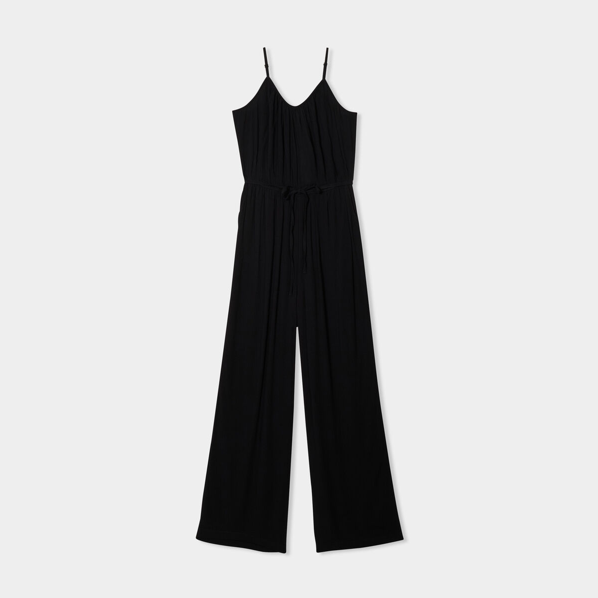 Combinaison pantalon fluide en crêpe noir femme