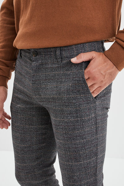 Pantalon chino slim coton Creeks gris homme