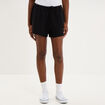 Short droit effet gaufr&eacute; coton noir femme