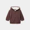 Gilet c&ocirc;tel&eacute; doubl&eacute; &agrave; capuche marron fonc&eacute; b&eacute;b&eacute; gar&ccedil;on