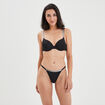 Soutien-gorge corbeille paddé à strass noir femme