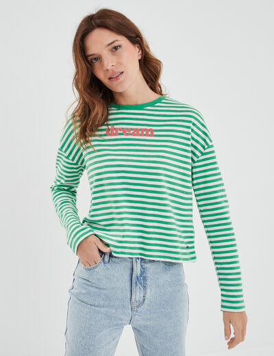 T-shirt ajusté col rond coton Creeks vert femme