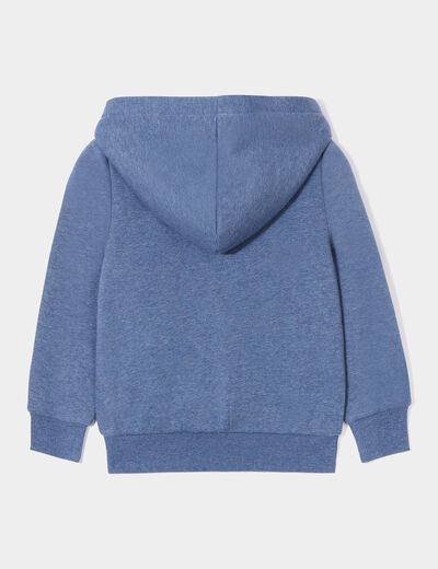 Sweat zippé à capuche doublé bleu garçon