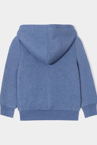Sweat zipp&eacute; &agrave; capuche doubl&eacute; bleu gar&ccedil;on