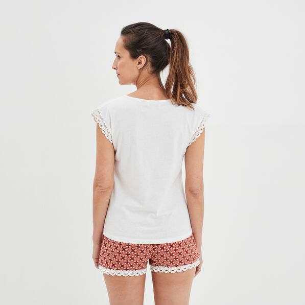 ensemble pyjama 2 pieces t shirt a noeud marron femme Ensemble pyjama 2 pièces t-shirt à noeud marron femme