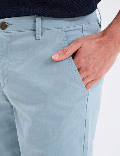 Pantalon chino droit stretch retroussé gris homme