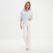 Chemise droite brod&eacute;e coton bleu clair femme