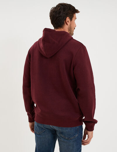 Sweat hoodie 1 poche et capuche prune homme