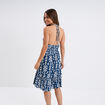 Robe courte dos nu en crépe bleu marine femme