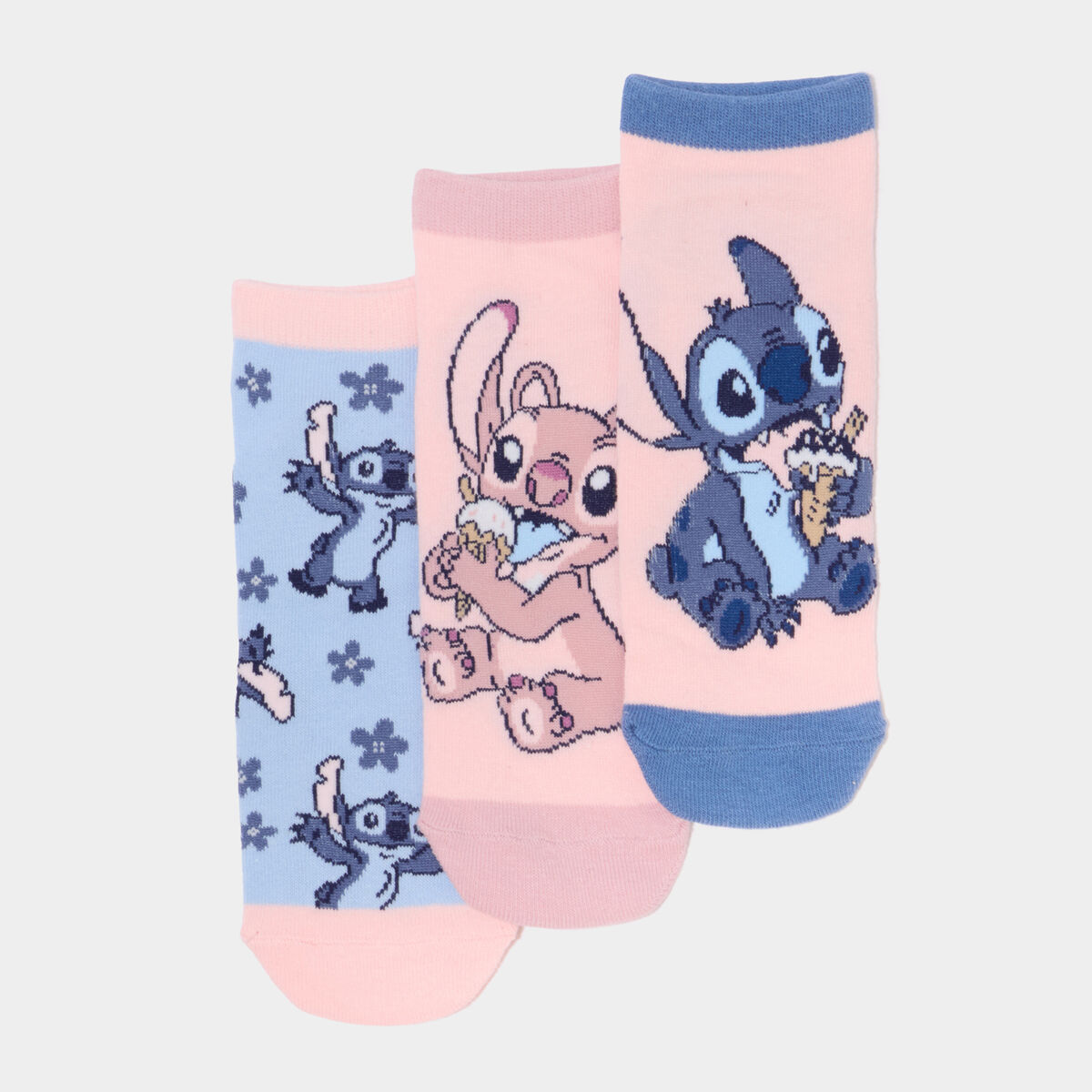 Lot 3 paires chaussettes courtes Stitch multicolore fille