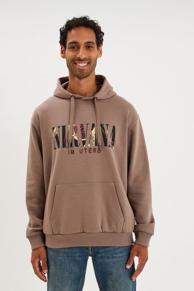 Sweat hoodie &agrave; capuche Nirvana sable homme