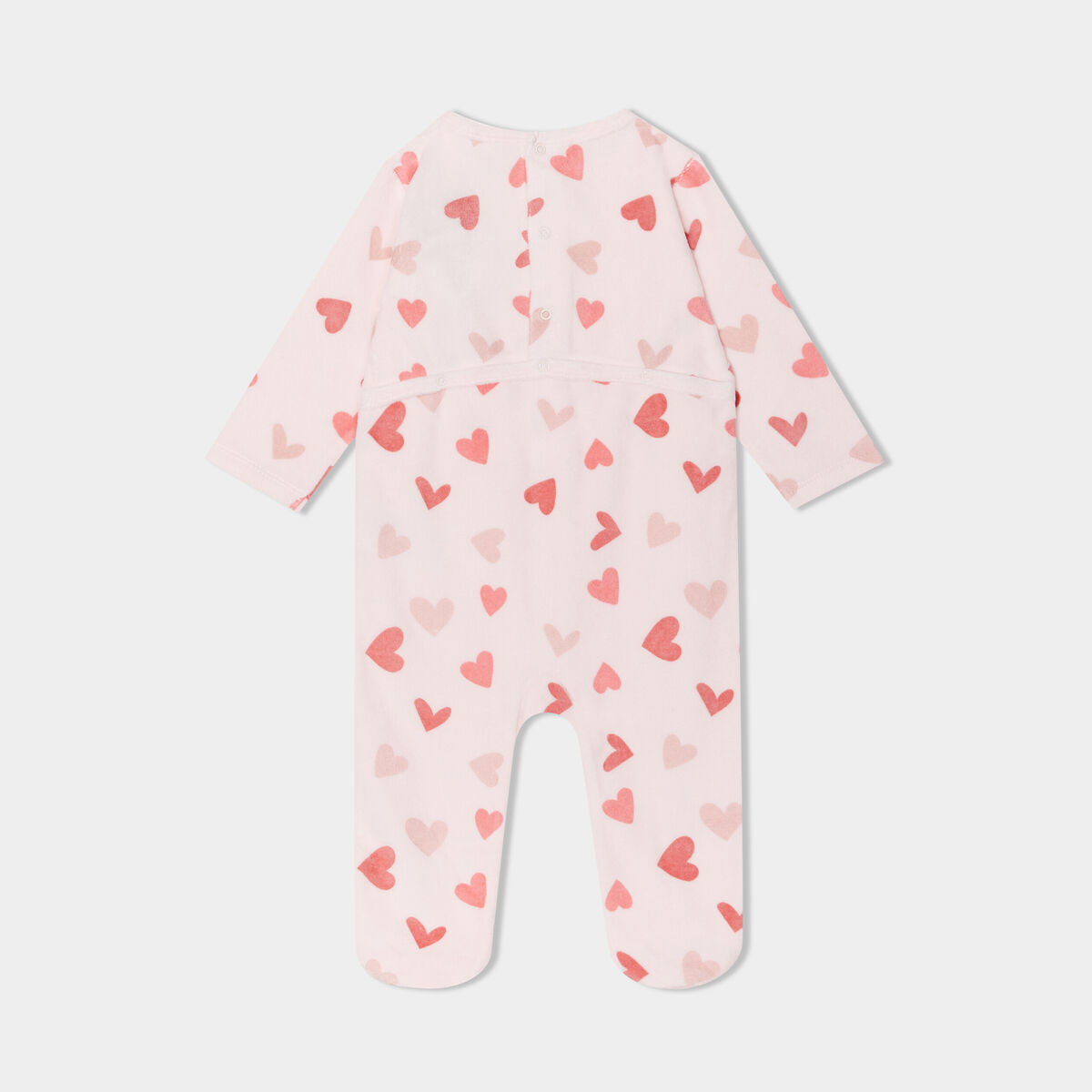 Pyjama dors-bien effet velours rose clair bébé fille
