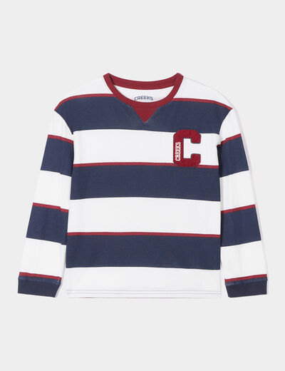 T-shirt manches longues coton Creeks bleu marine garçon