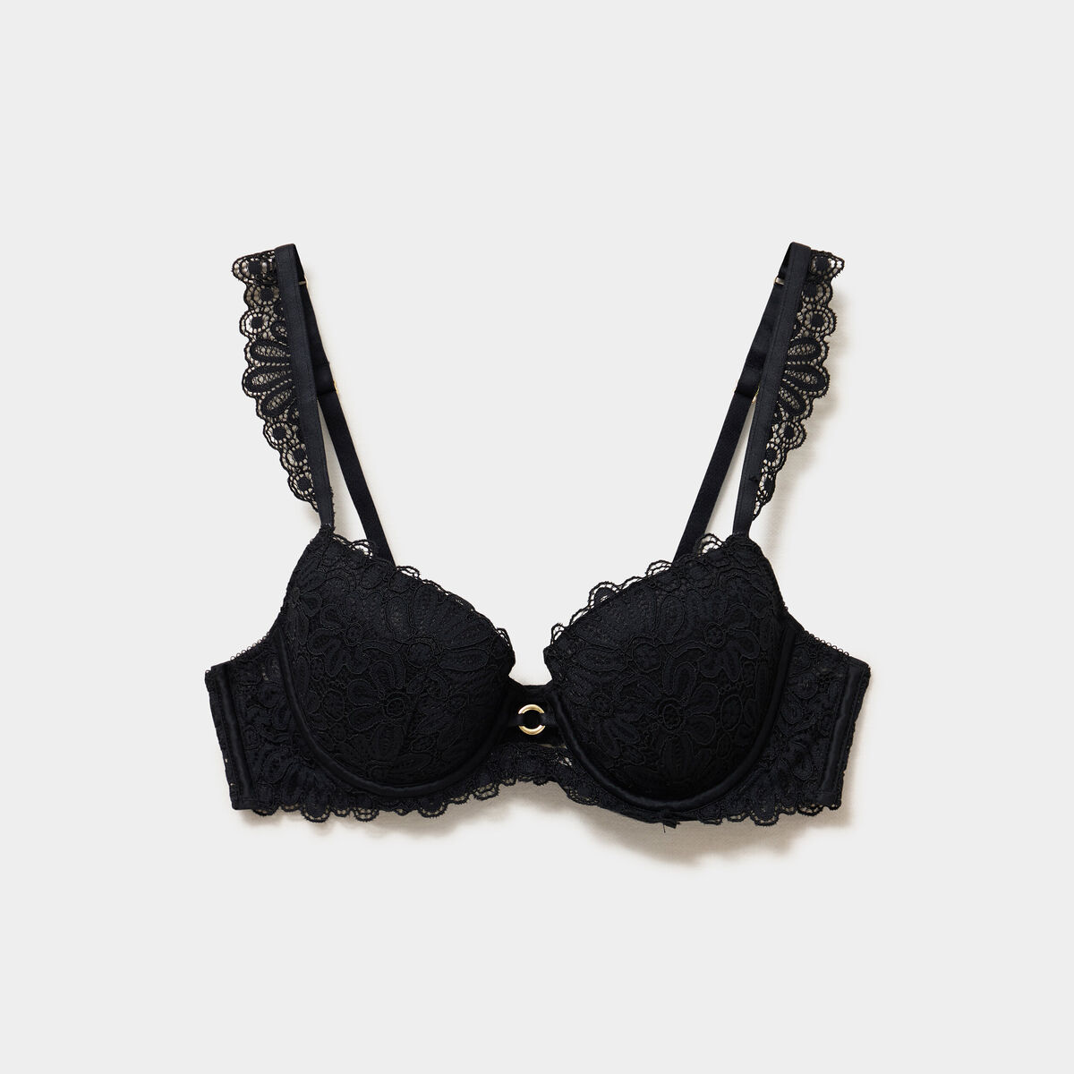 Soutien-gorge embo&icirc;tant padd&eacute; dentelle noir femme