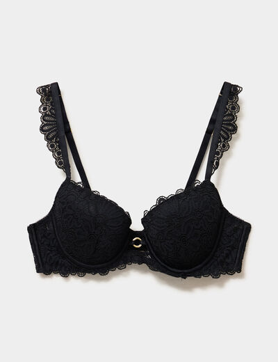 Soutien-gorge embo&icirc;tant padd&eacute; dentelle noir femme