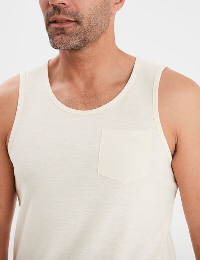 Débardeur droit 1 poche coton Creeks ecru homme