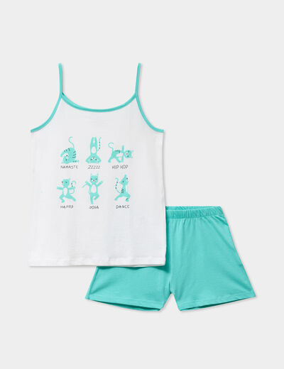 Ensemble pyjama short débardeur bleu turquoise fille