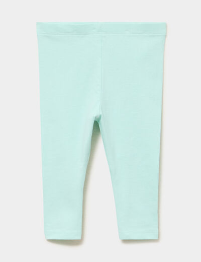 Legging uni en coton bleu turquoise b&eacute;b&eacute; fille