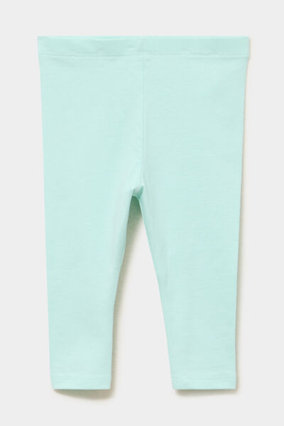 Legging uni en coton bleu turquoise b&eacute;b&eacute; fille