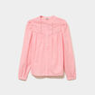 Blouse droite manches longues coton rose femme