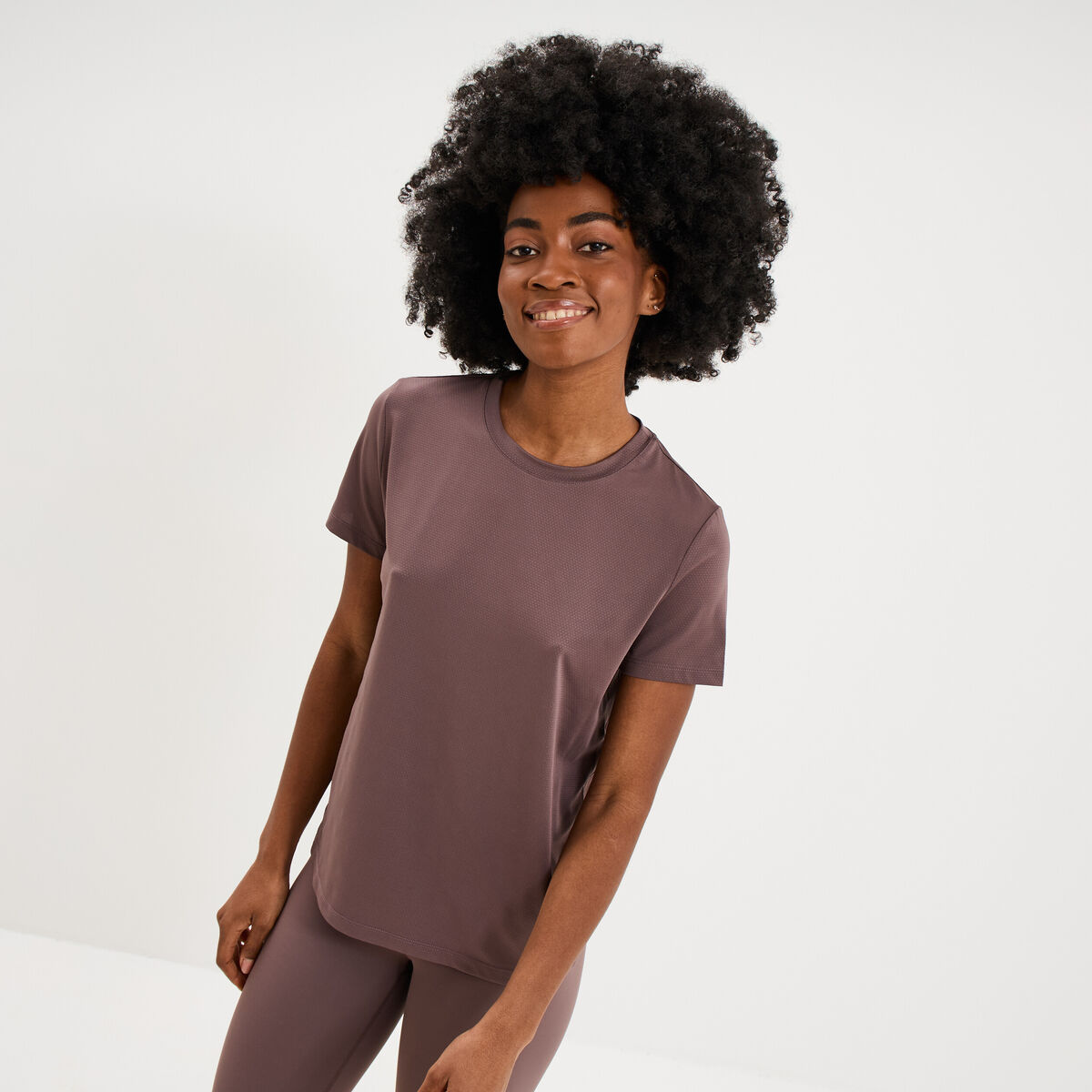T-shirt de sport droit manches courtes mauve femme