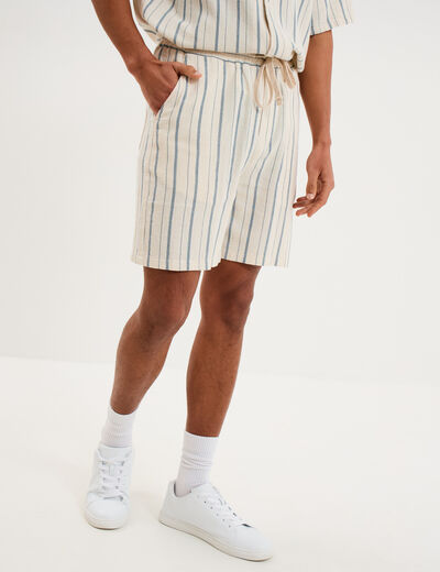 Bermuda short chino droit coton bleu homme