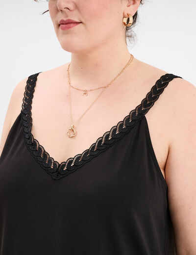 Débardeur dentelle au col noir femme grande taille