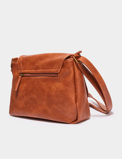 Sac besace en bandoulière marron cognac femme