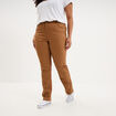 Pantalon droit taille haute extensible marron femme grande taille