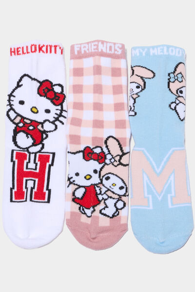 Lot 3 paires chaussettes Hello Kitty rose fille