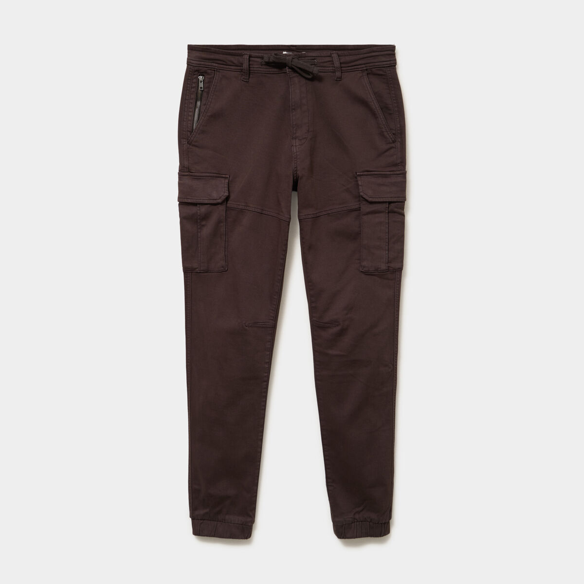 Pantalon cargo slim stretch marron fonc&eacute; homme