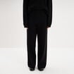 Pantalon large en maille cropped noir femme